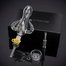 Corno Bong in vetro Kit di raccolta del nettare 14mm Giunti Narghilè Consigli Nail Keck Clip Bong Cera Olio Dab Rigs Strumenti Tubo da fumo portatile Tubi da fumo per acqua Accessori