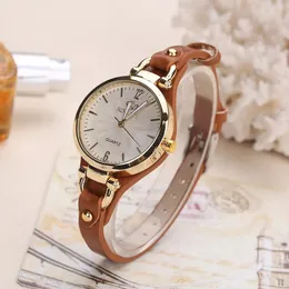 Relógio de quartzo feminino couro do plutônio pulseira fina relógios senhoras cor sólida moda presente relojes para mujer 240322