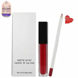 Vegan Lipliner Lip Gloss Set Private Label Liquid Matte Lippenstift Wasserdicht Großhandel Make-up Lip Kit Custom Logo O9uP #