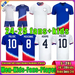 PULISIC 24 25 NEW United States Adams Reyna Robinson 국가 대표팀 팬 플레이어 버전 축구 유니폼 Aaronson Pepi Musah Ream 축구 셔츠 홈 어웨이 Kids Uniforms