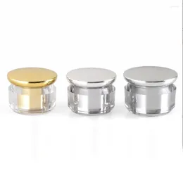 Vorratsflaschen 10 g glänzendes Silber/Gold-Kunststoff-Arylic-Cremeglas für Probe/Augencreme/Kunstnagel/Essenz/Gel/Fleckenentferner, kosmetische Verpackung