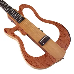 Гитара Левая бесшумная акустическая гитара с кронштейном 6-струнная полностью канадский кленовый корпус с одной стороны Складная народная бесшумная гитара