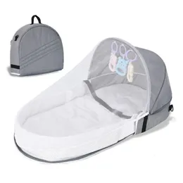 Cama de bebê dobrável portátil berço com rede e toldo ninho de bebê portátil cama para acampamento infantil berço para bebê 240318