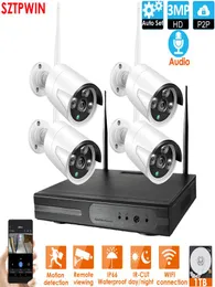 4ch 30mpaudio CCTV Sistemi Kablosuz 1080p NVR 4pcs 30mp IR Dış Mekan P2P WIFI IP CCTV Güvenlik Kamera Sistemi Gözetim Kiti Bustred2328521