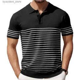 Herren Polos Herren Premium Striped Short Sleeve Tee Fashion Casual Outfit Classic Striped Design Polo Shirt bequeme Herren Sommer Top L240320