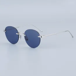 النظارات الشمسية CT Rimless بدون إطار من التيتانيوم نقي Round للجنسين Silver Eyeglasses UV400 0393S مصمم نظارات العلامة التجارية