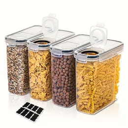 Pack Container Set, BPA Free Plastic Airtight Food Storage Containers 2,5L/88 oz för spannmål, snacks och socker, 4 -bitars set spannmålspensrar med svarta tavlan