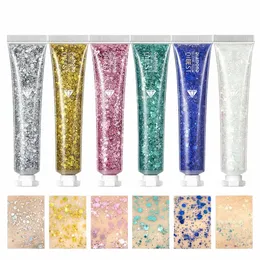 1-3 stücke Mochromatic Glitter Pailletten Gel Lidschatten Creme Schimmer Aufhellung Highlights Gesicht Körper Glitter Gel für Bühne make-up i3Nk #