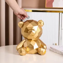 Caixas fofas desenho animado urso dinheiro caixa de porquinho para crianças adultos adultos decoração de casa nórdica caixa de poupança kawaii para moedas de depósito seguro