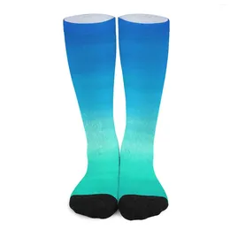 Calze da donna Blu Verde Acquerello Neon Oceano Calze eleganti da uomo Morbide e traspiranti da corsa Sport autunnali