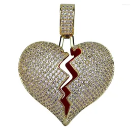 قلادات قلادة تصميم صلبة الهيب هوب مغني الراب CZ Zircon bling Iced Out Broken Heart Prendants Netclace Men Women FashionJewelry Gold