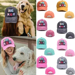 Dog Mom Embroidered Patch Baseball Caps Adjustable Washed Hats For Women Cotton Vintag Hip Hop Dad Hat Outdoor Sun Cap 240311