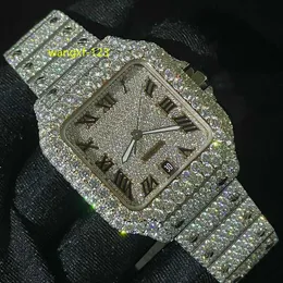 Benutzerdefinierte Iced Out Uhr Moissanit Diamant Armbanduhr Automatikuhr für Herren Luxusuhr Kostenloser Versand