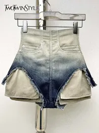 TWOTWINSTYLE шорты для женщин с высокой талией и короткими брюками трапециевидной формы, женская модная летняя одежда 240311