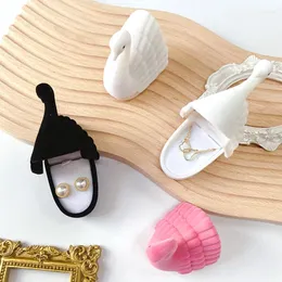 Envoltório de presente cisne forma flanela anel caixa colar brincos romance jóias embalagens caixas loja acessórios