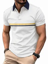 2023 Summer New Męski Męski Krótko mówiąc Koszulka Polo Office Filapel Striped T-shirt Męska koszula polo N1f5#