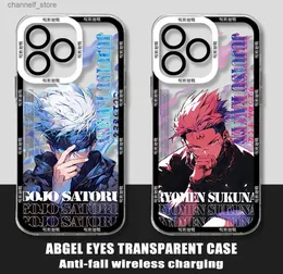 Custodie per cellulari Giappone Anime Jujutsu Kaisen Gojo Satoru Custodia per telefono per iPhone 15 14 13 12 Mini 11 Pro Max X XR XS 7 8 SE Plus Cover trasparenteY240325