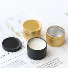 Bottles 20Pcs 50g Gold Candle Jars with Lid Round Black Metal Storage Box Empty Cosmetic Cream Jar Pot Case Aluminum Tin Jar Tea Cans