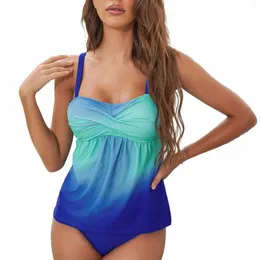 Damen-Bademode 2024, großes konservatives Batik-Träger-Surf-Tankini-Set, Vintage-Bikini