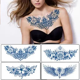 Flower Women Juice Waterproof Temporary Tattoo Fake Sticker SemiPermanent Henna Diamond 15 Day Long Lasting Gem Gorgeous Totem 240311