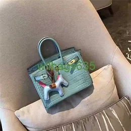 BK Crocodile Bags Trusted Luxury Handbag Platinum Bag Crocodile Mönster Läder Ny retro Fashion Female Sakura Pollen Portable Bag Lock Bag Have Logo HB1E