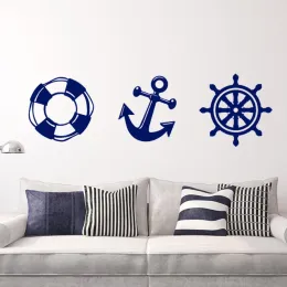 Klistermärken Marine Anchor Lifebuoy Vinyl Wall Stickers Home Decor Bedroom Diy Art Mural Decals Removerabel Wall Sticker för dekoration