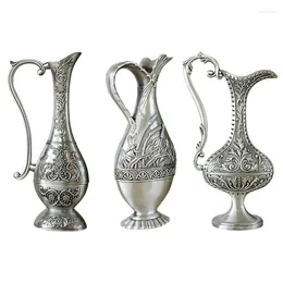 Vases 2024 Vintage Metal Vase Decorative Flower Antique Art Craft El Decor For Home Living Room Office Decoration Gift