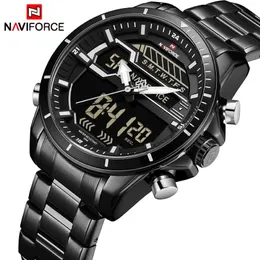 NAVIFORCE MENS يشاهد أفضل العلامة التجارية الفاخرة للرجال الرياضي ووتش الرجال الكوارتز بقيادة الساعة الرقمية رجل مقاوم للماء المعصم العسكري وات 2412