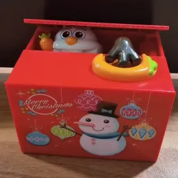 Pudełka Santa Claus Snowman Piggy Bank Zautomatyzowane kradzież pieniędzy monety bank piggy bank pudełko pieniądze oszczędzające pudełko świąteczne prezenty dla dzieci