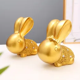 Декоративные фигурки двух золотых кроликов, сделанные из смолы, высокое качество, нежное украшение для дома, офиса, помещения, ремесло