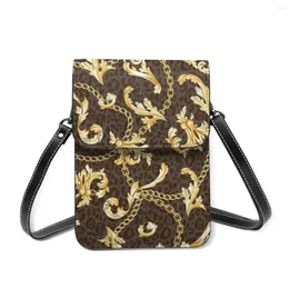 Axelväskor små för kvinnor barock blommor mönster väska hasp vilda messenger fyrkantiga handväska designer leopard handväskor