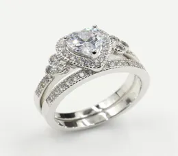 Choucong New Arrival Shinning Deluxe Jewelry 925 Sterling Silver Heart Shape White Topaz CZ Diamond Couple Rings Women WeddingBri3692226