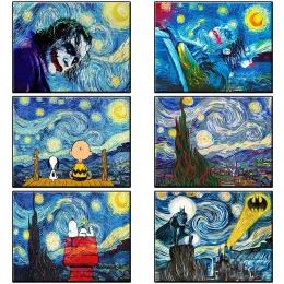 رقم Starry Sky Living Room Decoration Joker لوحات زيتية على القماش الملحوم صور المناظر الطبيعية بالأرقام 40*50 هدية مخصصة