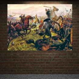 Tillbehör Medieval Crusaders Warrior Wallpaper Dekorativa Banner Flag Knights Templar Poster Art Work Canvas Målar Väggdekoration C3