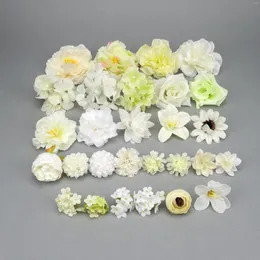 装飾的な花28pcs人工シルクフラワーヘッドコンボセットDIYウェディングブライダルブーケを作る花輪の数字装飾フェイクフロー