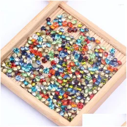 Decorações de arte de unhas Ss14 1440pcs cristal de vidro muitas cores apontam para trás grânulos de strass cola em forma redonda artesanal artesanato ornamento d dhzm0