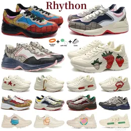 24A Designer Rhython Shoe Men Women Rhythons Casual Shoes Rhyton Sneaker Lip Sports Thick Soled Women Cartoon Letter Thick Soleg Family Beige Camel Platform Shoe 354