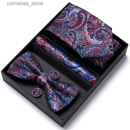 Neck Ties Neck Ties Tie For Men Formal Dress Tuxedo NeckTie Handkerchief Bow Tie Set PlaisyParty Groom Wedding Butterfly Bowtie In Box Y240325