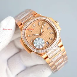 CLOCK PP7014 Superclone CAL324C Classic Classic Business Stal Automatyczne zegarki Montres de Break Baguette Cognac Bezel Luxe Diamonds 622