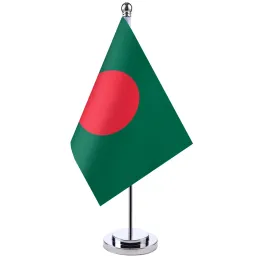 Zubehör 14 x 21 cm Schreibtisch-Flagge von Bangladesch, Banner, Sitzungssaal, Tischständer, Stange, Kabinettsflaggen-Set von Bangladesch, Dekoration für Tagungsräume