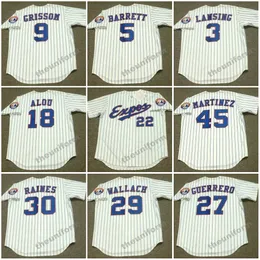 Men's 1990's-2002's Montreal #9 GRISSOM MICHAEL BARRETT MIKE LANSING MOISES ALOU PEDRO MARTINEZ RONDELL WHITE TIM RAINES #27 GUERRERO Throwback Baseball Jersey S-5XL