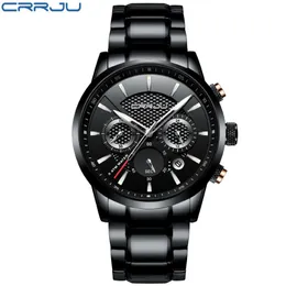 Crrju Luxury Men يشاهد الرجال الكوارتز Wristwatch من الفولاذ المقاوم للصدأ مقاوم للماء المعصم كرونوغراف ريلوغروغراف ريلوجيو ماسولينو Hodinky280a