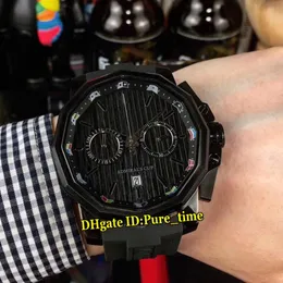 Роскошные новые часы Admiral's Cup AC-One A116 02597 большого размера 48 мм с черным циферблатом, кварцевые мужские часы с хронографом, PVD, черный стальной корпус, резина 233c