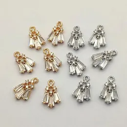 arrival 15x9mm 50pcs Copper Cubic Zirconia Feather shape Charm For Earrings PartsHand Made Earrings Findings Jewelry DIY 240315