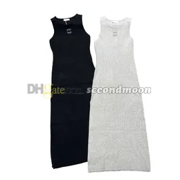 Sexy Split Dress Women Fitted Long Dresses Casual Style Knitted Dress Breathable Sleeveless Dresses