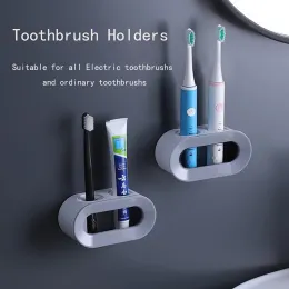 Innehavare dubbelhål elektriskt tandborste hållare rack stansfree tandborste förvaringshängare badrumstillbehör arrangör