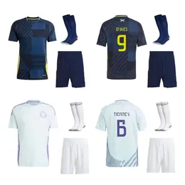 Maglie da calcio 2024 Maglia da calcio Scozia Home Blu Away Maglia bianca Euro Kit per bambini Consegna a domicilio Sport all'aperto Atletico Outdoo Otzpj