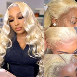 Shengcai 13x6 Front Body Wave Blonde Wig Human 613 HD Lace Frontal Wig13x6 180 Densitet Pre Plucked With Baby Hair 22 Inch