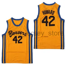 Cheap Mens Teen Wolf Beacon Beavers 42 Scott Howard Moive Basketball Film Jersey Yellow Stitched s Good Quality SIze s-XXL