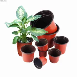 Planters الأواني 2pcs 9-22 سم البستنة زهرة النبات زهرة الشتلات زرع حاوية زهرة البلاستيك مع وعاء الشتلات حفرة الصرف 240325